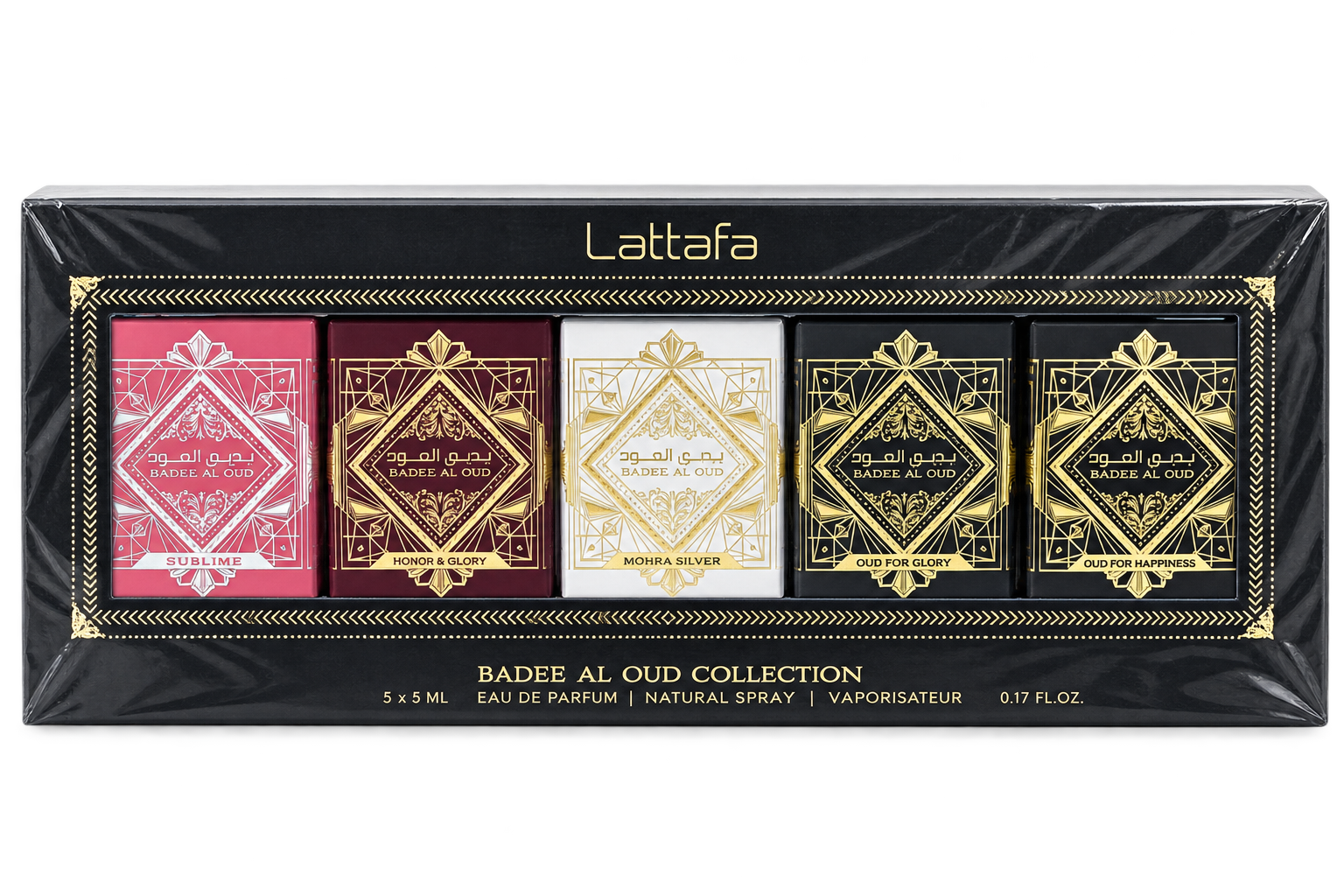 Kit Perfume Unissex Lattafa Badee Al Oud Collection EDP 5 ml - 5 Unidades